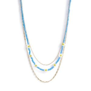 BP. Layered Blue Daisy Bead Necklace